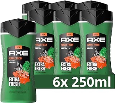 AXE Jungle Fresh 3-in-1 Douchegel, ruik tot wel 12 uur lang onweerstaanbaar - 6 x 250 ml - Voordeelverpakking