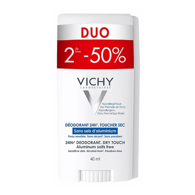 Vichy Deo Zonder Aluminium Zouten Stick 24u Duo 2e -50% 2x40ml