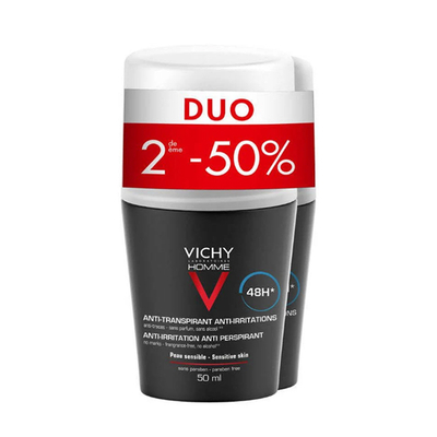 Vichy Homme Deodorant Roller 48u Duo 2e -50% 2x50ml