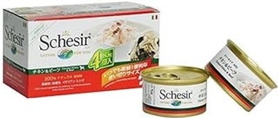 Schesir Hondenkippenfilet met rundvlees, nat hondenvoer, 6 x 4 blikjes x 85 g - natvoer honden