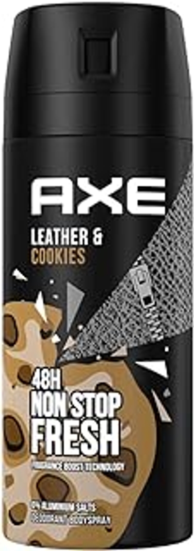 Axe Bodyspray Leather & Cookies Deodorant zonder aluminium zorgt 48 uur lang voor effectieve bescherming tegen lichaamsgeur, 150 ml
