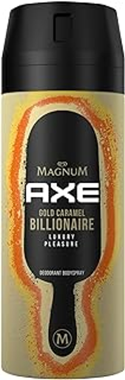 Axe Bodyspray Magnum Gold Caramel Billionaire Limited Edition Deodorant zonder aluminiumzouten bestrijdt geurvormende bacteriën en onaangename geurtjes, 150 ml