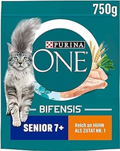 Nestle PURINA ONE BIFENSIS Senior 7+ Kattenvoer, droog, rijk aan kip, verpakking van 6 6 x 750 g - kattenbrokken