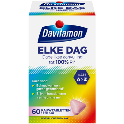 4x Davitamon Elke Dag 60 kauwtabletten