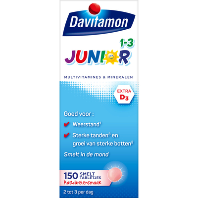 2x Davitamon Junior 1+ Multivitamines en Mineralen 150 tabletten