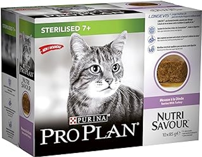 Purina Pro Plan Natvoer voor katten, gesteriliseerd, volwassenen, gesorteerd, 4 verpakkingen à 10 zakjes à 85 g - natvoer katten