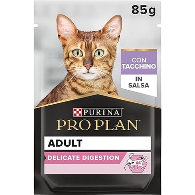 Purina Pro Plan Natvoer voor volwassen katten met gevoelige spijsvertering met Turkije, 26 zakjes van 85 g - natvoer katten