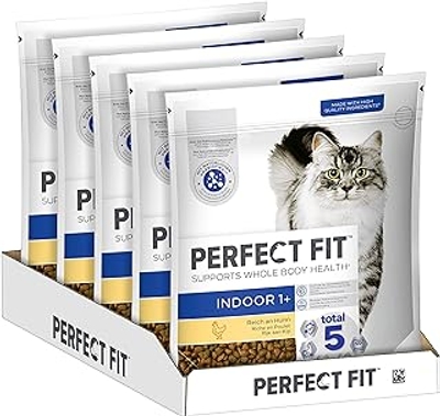 PERFECT FIT Indoor Adult droogvoer voor volwassen katten vanaf 1 jaar - kip, 1,4 kg 5 zakken - kattenbrokken