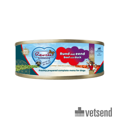 Renske Vers Hondenvoer - Blik - Rund met Eend - 24 x 95 g - natvoer honden