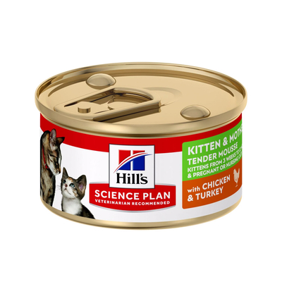 Hill's Science Plan Kitten & Mother Tender Mousse - Kip & Kalkoen - 24 x 85 gr - natvoer katten