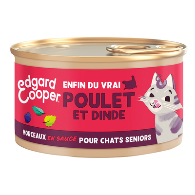 6x85g Edgard & Cooper Senior Brokken in graanvrije sauce kip. kalkoen - Kattenvoer - natvoer katten