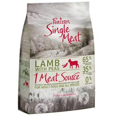 Purizon Single Meat Adult Lam met Erwten en Hopbloemen Hondenvoer - Dubbelpak: 2 x 12 kg - hondenbrokken