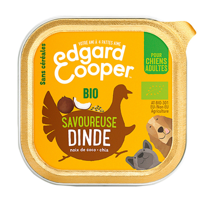 34x100g Edgard & Cooper Adult Menu graanvrij bio kalkoen - Hondenvoer - natvoer honden