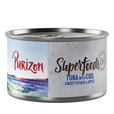 Purizon Superfoods 12 x 140 g - Tonijn met kabeljauw. zoete aardappel en appel - natvoer honden