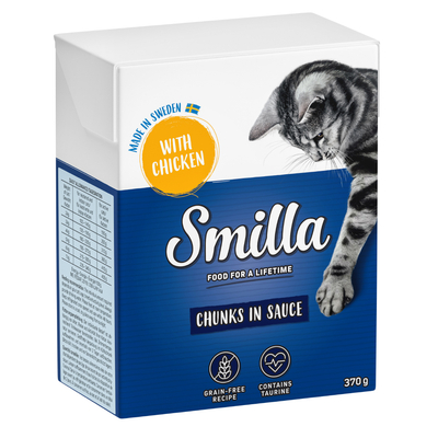 Smilla Hapjes in Saus  24 x 370 en Smilla Hapjes in Gelei 24 x 380 g Kattenvoer - Kip in Saus - natvoer katten