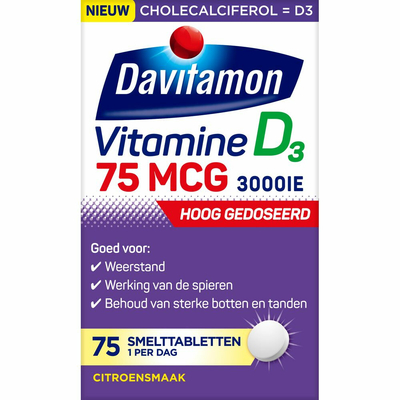 4x Davitamon Vitamine D3 Forte 75 MCG 75 smelttablet