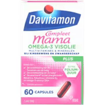 Davitamon Compleet Zwanger Multivitamine Omega 3 Visolie bij zwangerschap en kinderwens - 60 stuks