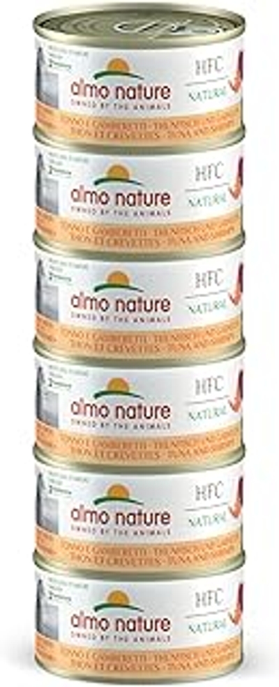 almo nature HFC Natural Megapack, natvoer voor katten, tonijn en garnalen, 6 blikjes à 70 g - natvoer katten