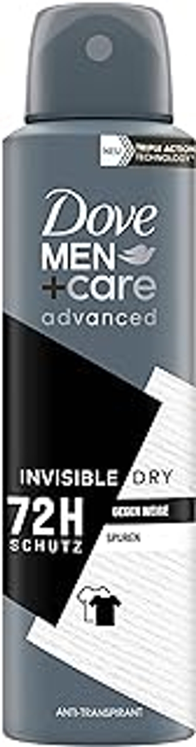 Dove Men+Care Advanced Anti-transpirant Invisible Dry, aerosol, beschermt tegen witte sporen 72 uur tegen lichaamsgeur en zweet 150 ml 1 stuk