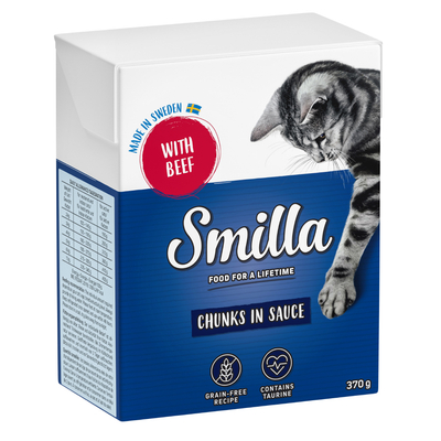 Smilla Hapjes in Saus  24 x 370 en Smilla Hapjes in Gelei 24 x 380 g Kattenvoer - Rund in Saus - natvoer katten