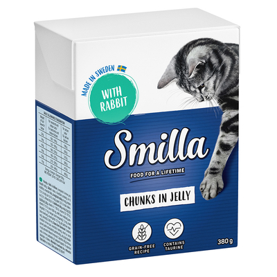 Smilla Hapjes in Saus  24 x 370 en Smilla Hapjes in Gelei 24 x 380 g Kattenvoer - Konijn in Gelei - natvoer katten
