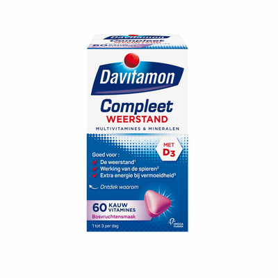 4x Davitamon Compleet Weerstand Bosvruchten 60 kauwtabletten