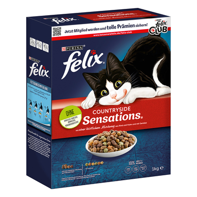 4 x 1 kg Felix Countryside Sensations met Rund Kattenvoer - kattenbrokken