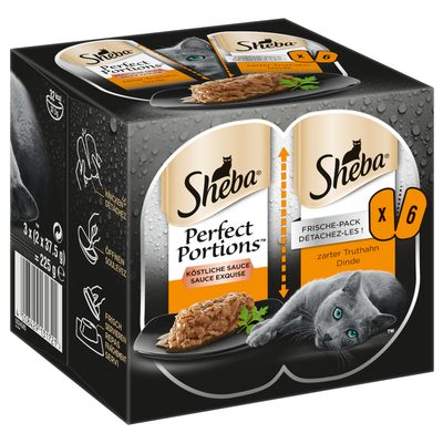 48x37.5g Perfect Portions Paté Kalkoen Sheba Kattenvoer - natvoer katten