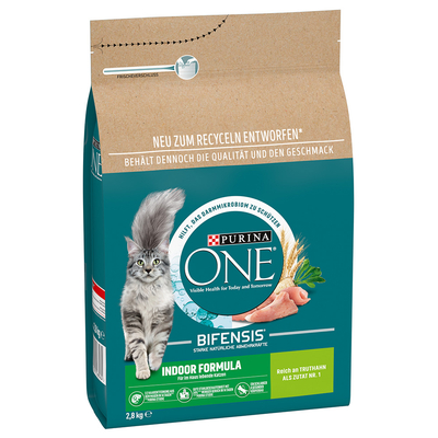 PURINA ONE Katten droogvoer Indoor Formula met kalkoen & volkoren, Adult, 2.8 kg