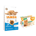 2 x 3 kg IAMS droogvoer + 12 x 85 g IAMS natvoer gratis! - Vitality: Adult Zeevis - kattenbrokken