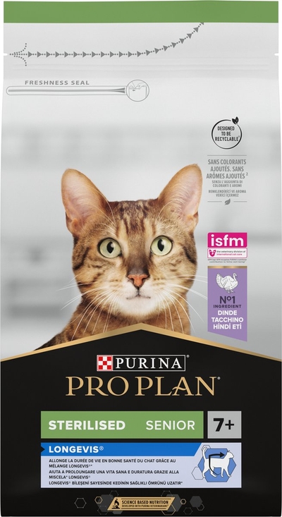 Pro Plan Sterilised Senior 7+ - Kattenvoer Droogvoer - Kalkoen - 6 x 1.5 kg kattenbrokken