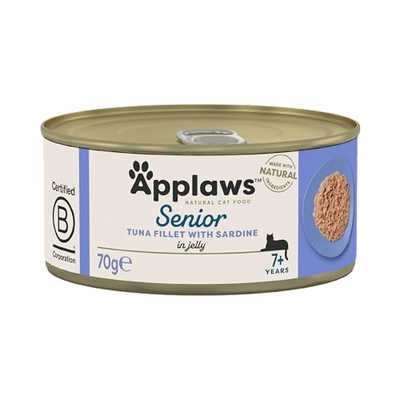 Applaws Komplette Katze Katze Essen, Senior, Thunfisch mit Sardinen in Soft Jelly, 70g (Packung mit 24) - natvoer katten