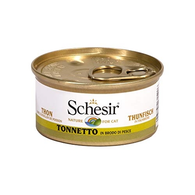Schesir Cat in bouillon, tonijn, kattenvoer nat in eigen kookbouillon, 24 blikjes x 70 g - natvoer katten