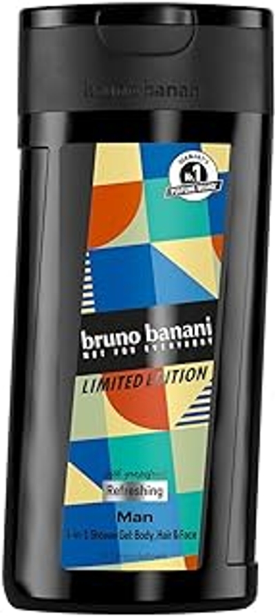 bruno banani Limited Edition Man Shower Gel, 3-in-1 douchegel voor lichaam, haar en gezicht, met houtachtige herengeur, 250 ml