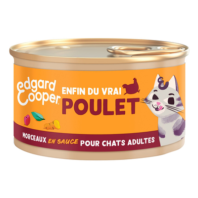 6x85g Edgard & Cooper Adult Kipbrokjes in Graanvrije Sauce - Kattenvoer - natvoer katten