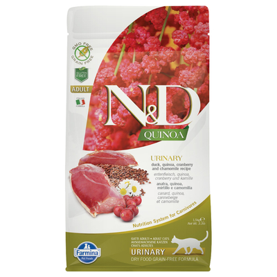 3 x 1.5 kg Farmina N&D Quinoa Urinary Duck. Quinoa. Cranberry & Kamille Adult Droog Kattenvoer - kattenbrokken