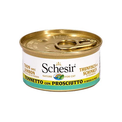 Schesir bouillon tonijn met ham, 24 x 70 gr - natvoer katten