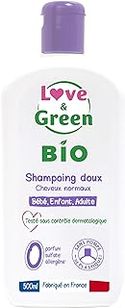 Love & Green Biologische gecertificeerde milde shampoo, zonder sulfaat, voor baby's, volwassen kinderen, 500 ml