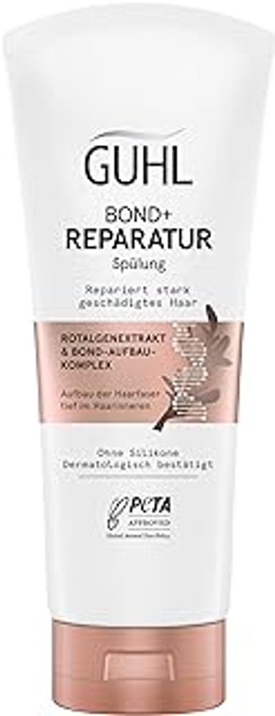 Guhl BOND + REPARATIE Conditioner - Inhoud: 200 ml - Herstelt sterk beschadigd haar - Opbouw van de haarvezel diep in het haar - Zonder siliconen - Met rode algenextract