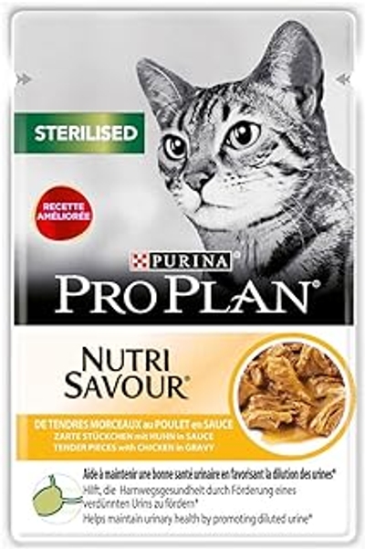 PURINA PRO PLAN | Sterilised | Adult | Onderhoud met Kip Malse Stukjes | Saus | Kat | Versheidszak 85 g - kattenbrokken