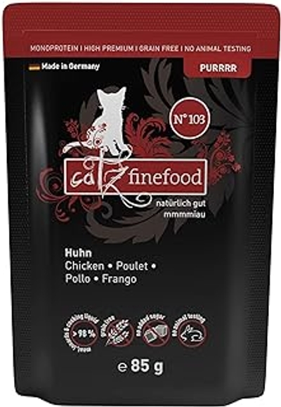 catz finefood Purrrrr N° 103 Kip kattenvoer nat - Gourmet natvoer voor je kat zonder suiker en granen, glutenvrij en monoproteïne met een hoog vleesgehalte zak van 24 x 85 g - natvoer katten