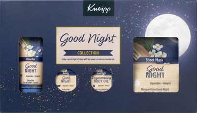 Kneipp Good Night - Geschenkset - Giftset - Cadeauverpakking - Alpenden en Amyris - Vegan - Inhoud: 75 ml + 2x 20 ml en 1 sheetmasker