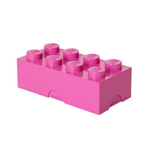 Room Copenhagen lego lunchbox met 8 moppen, kleine opbergdoos, pennendoos, roze, lichtpaars (middenroze)