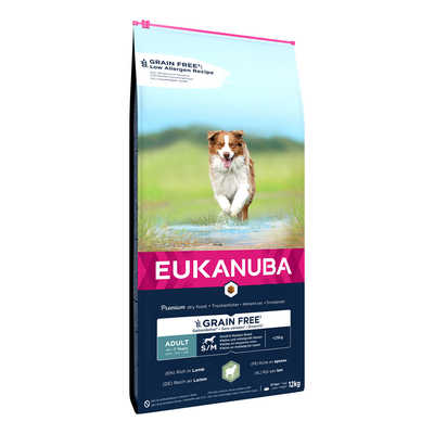 2x12kg Eukanuba Grain Free Adult Small & Medium Breed Lam droogvoer voor honden - hondenbrokken