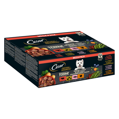 48 x 100 g Cesar Natural Goodness Graanvrij met Superfoods Terrine Mix (gevogelte. kalkoen. rund. zalm) natvoer voor honden - natvoer honden