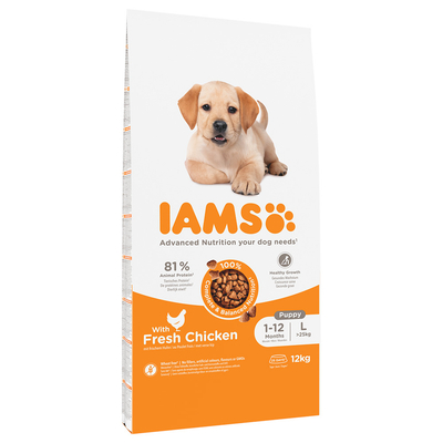 IAMS Advanced Nutrition Puppy & Junior Large Kip Hondenvoer - Dubbelpak: 2 x 12 kg - hondenbrokken