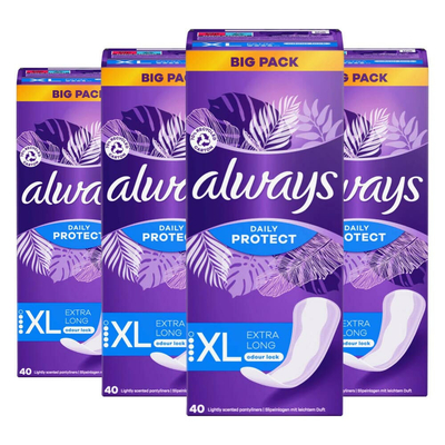 4x Always Daily Protect Inlegkruisjes Extra Long 40 stuks