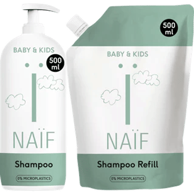 Naïf Voedende Shampoo Pompfles & Navulverpakking voor Baby & Kids - 2 x 500 ml
