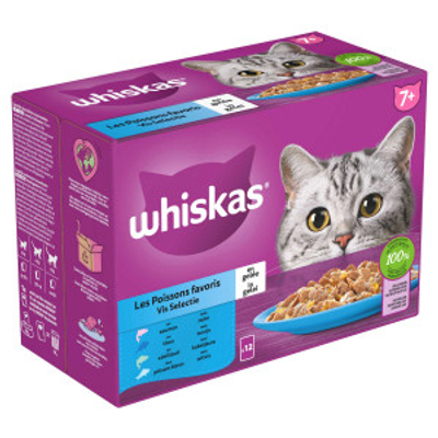Whiskas 7+ Vis Selectie in gelei multipack (85 g) 2 verpakkingen (80 x 85 g)- natvoer katten