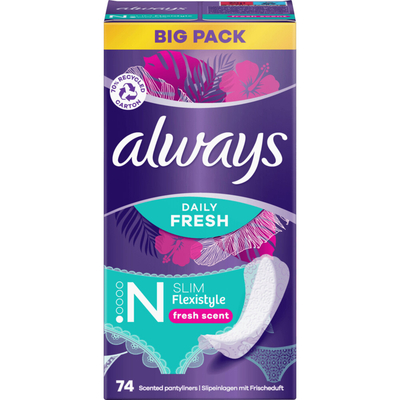 Always Daily Fresh Inlegkruisjes Normal 74 stuks